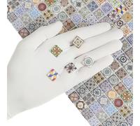 150 pcs, Dollhouse Flooring, 1:12 Scale Doll House Tiles, Miniature Checkerboard Floor, REDUCIO! (Colorful Azulejo Mosaic)