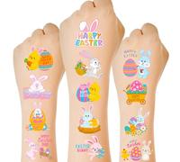 150 PCS Easter Tattoos for Kids, 6 Sheets Easter Basket Stuffers Easter Fake Tattoos with Bunny Egg, Cute Individually Easter Stickers for Easter Basket Filler Easter Party Favors Accessories