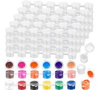 150 Pcs Empty Paint Pots, 25 Strips 3ml/ 0.1oz Mini Paint Pots Strips with Lids for Arts Crafts Plastic Storage Container for Organizing Paint Paintings
