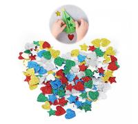 150 PCS Glitter Foam Stickers,Colorful Glitter Foam Sticker,Self-Adhesive Craft Foam Stickers,Star/Heart Shapes,Stars Heart Shapes Self Adhesive