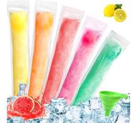 150 Pcs Ice Popsicle Molds Bags, Ice Pop Bags, DIY Zip-Top Ice Pop Pouches, Homemade Popsicle Bags with Funnel BPA Free for Yogurt Sticks Juice & Fruit Smoothies