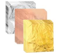 150 Pcs Imitation Gold Leaf Sheets for Crafts, 14x14 cm Metallic Foil Paper for Art, Gilding, Nails, Resin, DIY Decor - Non Fading Aluminium Foil Sheets in 3 Colours