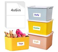 150 Pcs Labels for Storage Bins, 6 X 4 Inch Removable Labels for Storage Bins, Tear Resistant No Residue Storage Bin Labels, Matte White Blank Box Labels for School, Home, Business