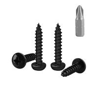 150 Pcs M4 Screws Set, Black Wood Screws Assortment, Self Tapping Round Truss Head Self-tapping Screw Assorted Set for Masonry Decking Furniture(M4x25mm)