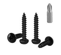150 Pcs M4 Screws Set, Black Wood Screws Assortment, Self Tapping Round Truss Head Self-tapping Screw Assorted Set for Masonry Decking Furniture(M4x30mm)