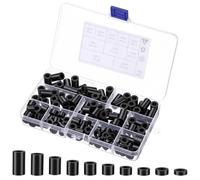 150 Pcs M6 Nylon Spacers for Screws, ID 6 mm & OD 11 mm, 10 Lengths - 3 mm 4 mm 5 mm 6 mm 8 mm 10 mm 12 mm 15 mm 18 mm 20 mm, Non-Threaded Plastic Spacers Round Spacers for M6 Screws, Black