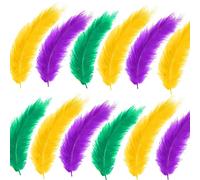 150 Pcs Mardi Gras Feathers 4-6 Inches, Colored Feathers for Crafts, Natural Green, Gold and Purple Feathers for Mardi Gras Party Hair Accessories and Costume Decoration