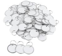 150 Pcs Metal Rim Tags, White Key Tags with Metal Split Rings, 1.22" Blank Round Paper Tags, Small Key Labels, Writable Key Chain Tags for Backpack, Luggage