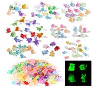 150 Pcs Mini Resin Animals Luminous Mini Animals Luminous Mini Resin Animals Glow in The Dark Figurines Mini Ducks Frogs Rabbits Turtle Lizard Tiny Toy Animal for Landscape Garden Dollhouse Decoration