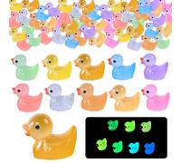 150 Pcs Mini Tiny Resin Ducks, 10 Colours Glow in the Dark Little Ducks Bulk Mini Resin Ducks Animals Small Ducks Tiny Ducks for Dollhouse Decor Garden Micro Landscape Tiny Homes Miniature Ducks