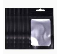 150 Pcs Mylar Bags Black Foil Ziplock Resealable Smell Proof Baggies with Front Clear Window, Food Storage Pouches, Party Gift Packaging, 2.4 x 3.8 Inch