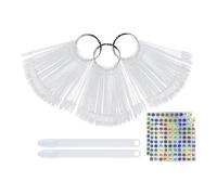 150 PCS Nail Swatch Sticks, Clear Nail Display with Ring Holder, Plastic N-ail Swatches, Salon Practice N-ail Polish Practices Sticks with Labels, Nails Art Display for Nails Art Polish