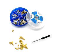 150 Pcs Nickel Plated Tip Screws for Leather Accessories - 6 Sizes Belt Screws Include M23, M2.54, M2.55, M2.56, M35, M38 With 2mm Screwdriver for Belt Buckle, Wallet, Handbag, Purse - Gold