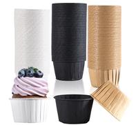150 Pcs Paper Cupcake Cases for Baking, Muffin Cases Cup Cake Cases for Baking Cups, Greaseproof Paper Cupcake Cups Muffin Liners Wrappers for Weddings Birthday(Black/White/Brown)