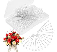 150 PCS Pearl Pins for Bouquets, 1.4 Inch Boutonniere Pin Corsage FloralPins Sewing Pins for Fabric, Round Ball Pearl Head Straight Pin for DIY Crafts Jewelry Making Sewing Wedding Flower