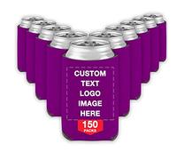 150 Pcs Personalised Can Cooler Sleeves Custom Beer Soda Drink Holders with Logo Photo Text Customised Gift for Christmas Wedding Party