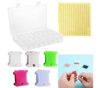 150 Pcs Plastic Floss Bobbins Set,Embroidery Floss Cross Stitch Organizer with 24-Grid Box and Number Stickers for Embroidery Cross Stitch and Cotton Thread Sewing Storage(size:150 pcs)