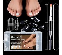 150 PCS Poly Gel Toe Nail Forms Kit - Reusable Dual Forms & Molds for Acrylic Extensions & Pedicures | Full Cover Tips, Dual-Ended Brush, Nail File | Home, Salon & Professional Use