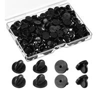 150 PCS PVC Rubber Pin Backs Replacement Lapel Pin Badge Backs Pins Cap Keepers Pins Backings for Uniform Brooch Tie Hat Badge Insignia Black Holders Keepers