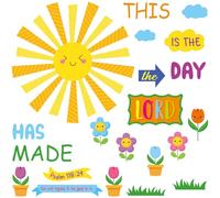 150 Pcs Religious Classroom Bulletin Board Sets Sunday School Lord Bulletin Board Inspired Christian DIY Spring Theme Flower Cutout for Teacher Sunday School VBS Bible Church Wall Decor(Bright Colors)