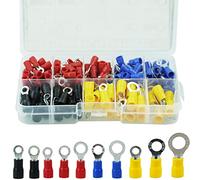 150 Pcs Ring Crimps Terminals Connectors, Insulated Electrical Terminals Wiring Connectors O-Type Assortment Kit for Automotive Car Motorcycle Repairs