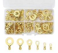 150 PCS Ring Lug Terminals, JatilEr Brass Crimp Cable Connectors Open Barrel Copper Connectors Electrical Cable Lugs Wire Terminals Assortment Kit M3 M4 M5 M6 M8 M10