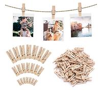 150 Pcs Small Wooden Clothes Pegs Mini Tiny Decorative Photo Pegs 2.5/3/3.5 cm LaundryClips for Hanging Photos, Pictures, Collages, Postcards, Gifts, Craft