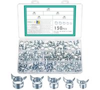 150 Pcs Spring Hose Clamps, Fuel Line Hose Clips Clamps, Metal Hoses Spring Clamp, Fuel Pipe Clips for Water Pipe Air Drain Tube Vacuum Fastener Clip（Silver，6mm 7mm 8mm 9mm 10mm）