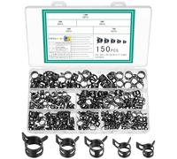 150 Pcs Spring Hose Clamps, Fuel Line Hose Clips Clamps, Metal Hoses Spring Clamp, Fuel Pipe Clips for Water Pipe Air Drain Tube Vacuum Fastener Clip（Black，6mm 7mm 8mm 9mm 10mm）