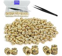 150 Pcs Threaded Inserts for Plastic, M3-4*5, 5*5, 6*5 Brass Metric Knurled Threaded Insert, Female Thread Knurled Heat Embedment Nut Inserts for 3D Printing Automotive Plastic Shell, 1 x Tweezers