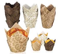150 Pcs Tulip Muffin Cases for Baking, Tulip Cupcake Cases Greaseproof Muffin Cups, Cup Cake Cases for Baking Christmas Wedding Birthday Party, Printing Style