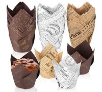 150 Pcs Tulip Muffin Cases for Baking, Tulip Cupcake Cases Greaseproof Muffin Cups, Cup Cake Cases for Baking, Christmas Wedding Birthday Party, Vintage Style