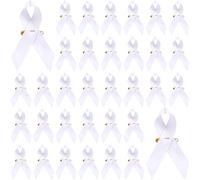 150 Pcs White Ribbon Satin Pins Lung Cancer Awareness Products Bone Cancer Awareness Pins Women's Rights Movement for Women Man Charity Public Social Event