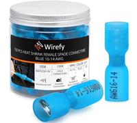 150 PCS Wirefy Female Spade Connectors - Heat Shrink Spade Connector Kit - Quick Disconnect Wire Connectors - Electrical Spade Terminals - Blue 16-14 Gauge