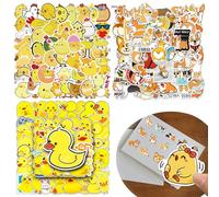 150 Pcs Yellow Duck Vinyl Stickers Set, Cute Animal Aesthetic Stickers with Yellow Chicken and Welsh Corgi Pembroke Stickers, Waterproof Cartoon Duck Decals Pack for Laptop Scrapbook Bottle Skateboard