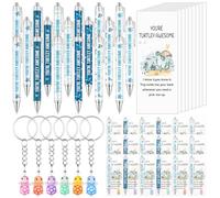 150 Pcs You're Turtley Awesome Inspirational Gift Include Turtle Pens, Emotional Support KeyChains, Turtle Greeting Cards Cards for Students Employee Appreciation Pocket Favors Staff Coworkers