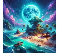 150 Piece Jigsaw Puzzle for Adults,Moonlight Island Boat 26 x 26 Inches DIY Educational Game Challenge puzzle for adults teens decoration puzzles Suitable Wall Decoration Gifts Relax