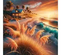 150 Piece Jigsaw Puzzle for Adults,Seaside Cottage Scenery 26 x 26 Inches DIY Educational Game Challenge puzzle for adults teens decoration puzzles Suitable Wall Decoration Gifts Relax