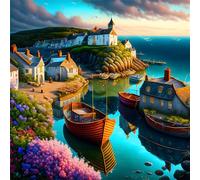 150 Piece Jigsaw Puzzle for Adults,Seaside Harbor Scenery 26 x 26 Inches DIY Educational Game Challenge puzzle for adults teens decoration puzzles Suitable Wall Decoration Gifts Relax