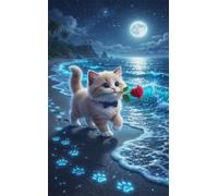 150 Piece Jigsaw Puzzles for Adults, Beach Cat Moon Classic Puzzle, 13.8x9.8 inch, Premium Interlocking No Dust, Family Indoor Activity