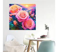 150 Piece Jigsaw Puzzles for Adults Pink Roses Sunrise, 65x65cm Puzzles for adults 150 Pieces, Fun Present & Activity for Home, Jigsaw Puzzle for Birthday