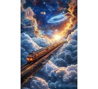 150 Piece Jigsaw Puzzles for Adults Starry Sky Train Puzzle Fun Challenges Perfect for Relaxation Letter Printed on Back Interlock Perfectly No Dust for Men Women Elders Seniors 13.8 x 9.8 inch