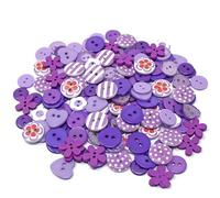 150-Piece Purple Mix Wooden, Acrylic, and Resin Buttons for Artistic Cardmaking Embellishments - Craft Supplies for DIY Projects