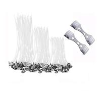 150 Pieces Candle Wicks, SMALUCK Natural Long Pre Waxed Wicks Candle Wick with 2pcs 3-Hole Candle Wicks Holder for DIY Candles Craft Tools Candle Making Kit (10cm, 15cm and 20cm)