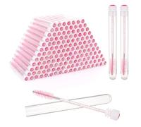150 Pieces Disposable Mascara Wands, Diamond Eye Lash Brush with Tube Spoolies for Eyelash Extensions Makeup Tools - Pink