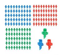 150 Pieces Drip Irrigation Emitters, Adjustable Sprayer Heads with 90/180/360 Degree Angles, for Garden Plants, Lawn Watering System, Efficient Mist Nozzles(Blue+Red+Green)