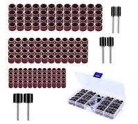 150 Pieces Drum Sander Set, Including 144 Pcs Nail Sanding Band Sleeves(80 / 120Grit) and 6 Pcs Drum Mandrels for Dremel Rotary Tool