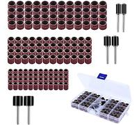 150 Pieces Drum Sander Set, Including 144 Pieces Nail Sanding Band Sleeves(80 / 120Grit) and 6 Pieces Drum Mandrels for Dremel Rotary Tool