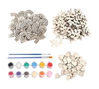 150 Pieces Girl Baptism Decoration Wood Chips, 1 Set Pigments, Girl Baptism Decorations, Boy Dining Table Baptism Decoration Wood Chips, Rainbow Love Wood Chips