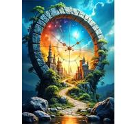 150 Pieces Jigsaw Puzzles for Adults,Family Challenging Puzzle Game,Fun Intellectual Art puzzles for Decompression and Home Decor Fantasy Clock City Roads(13.7x9.8 inch)